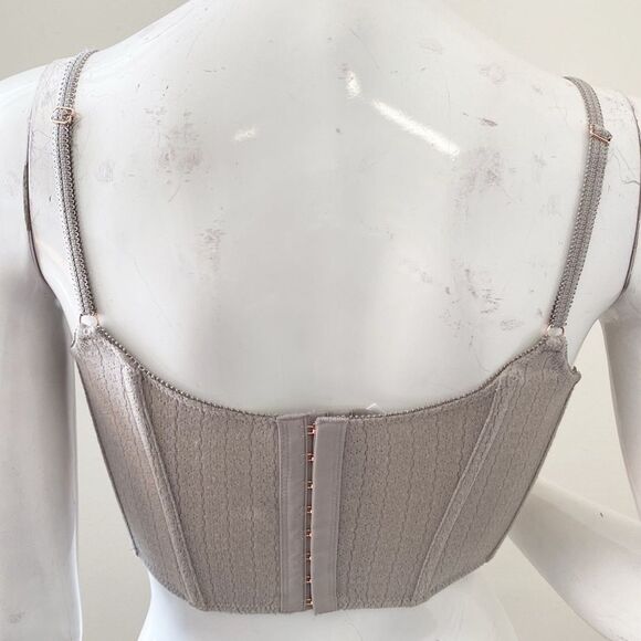 Out From Under Urban Outfitters Brand Grey Pointelle Cropped Corset Top - Picture 5 of 5